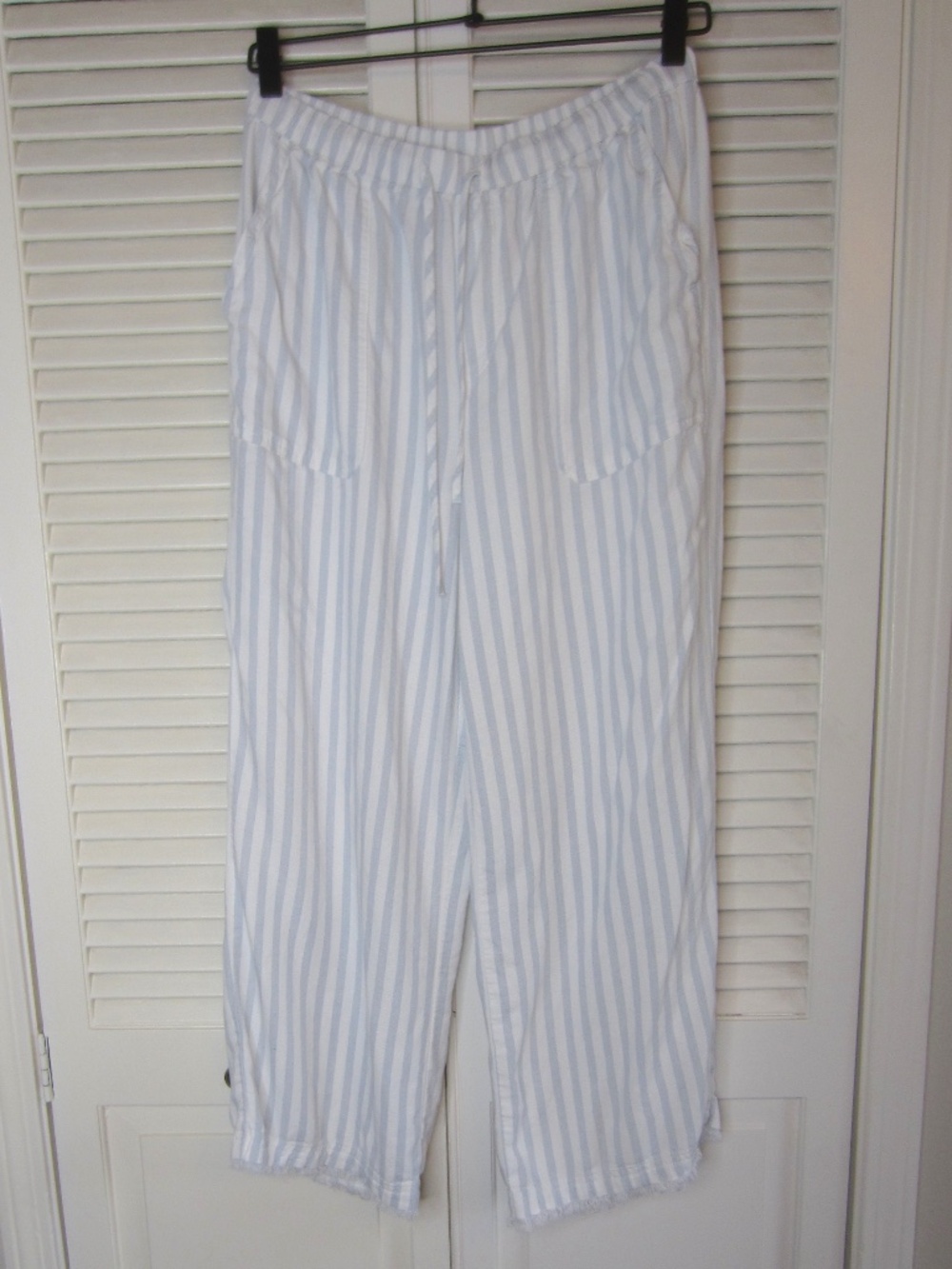 Splendid Beach Linen Blend Pants Striped Blue/White - Size Medium